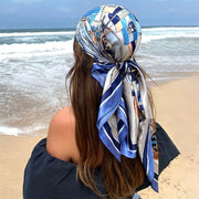 Silk Head Scarf Women Luxury Fashion Hair Scarve Summer Foulard Femme Satin Shawl Kerchief 90cm Square Headscarf Bandana Cheveux