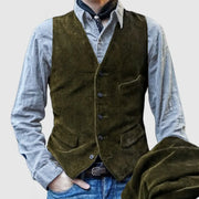 Men's Suit Jacket Corduroy Single-breasted Full Sleeve Multi-Pocket Vest Casual Clothes Business Elite Daily Blazers
