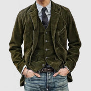 Men's Suit Jacket Corduroy Single-breasted Full Sleeve Multi-Pocket Vest Casual Clothes Business Elite Daily Blazers